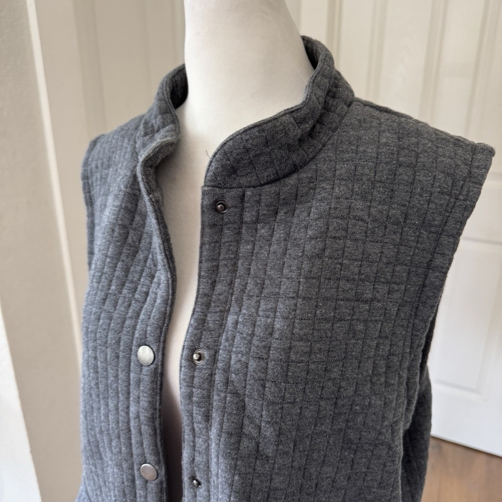 Ruby Rd Womens Gray Quilted Snap Front Vest Mock Neck Pockets Size Medium - Picture 3 of 7